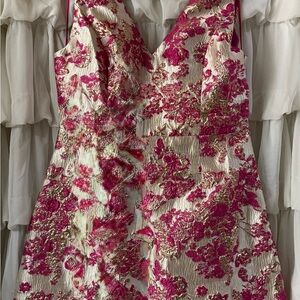 Floral Mini Dress in Pink & Gold